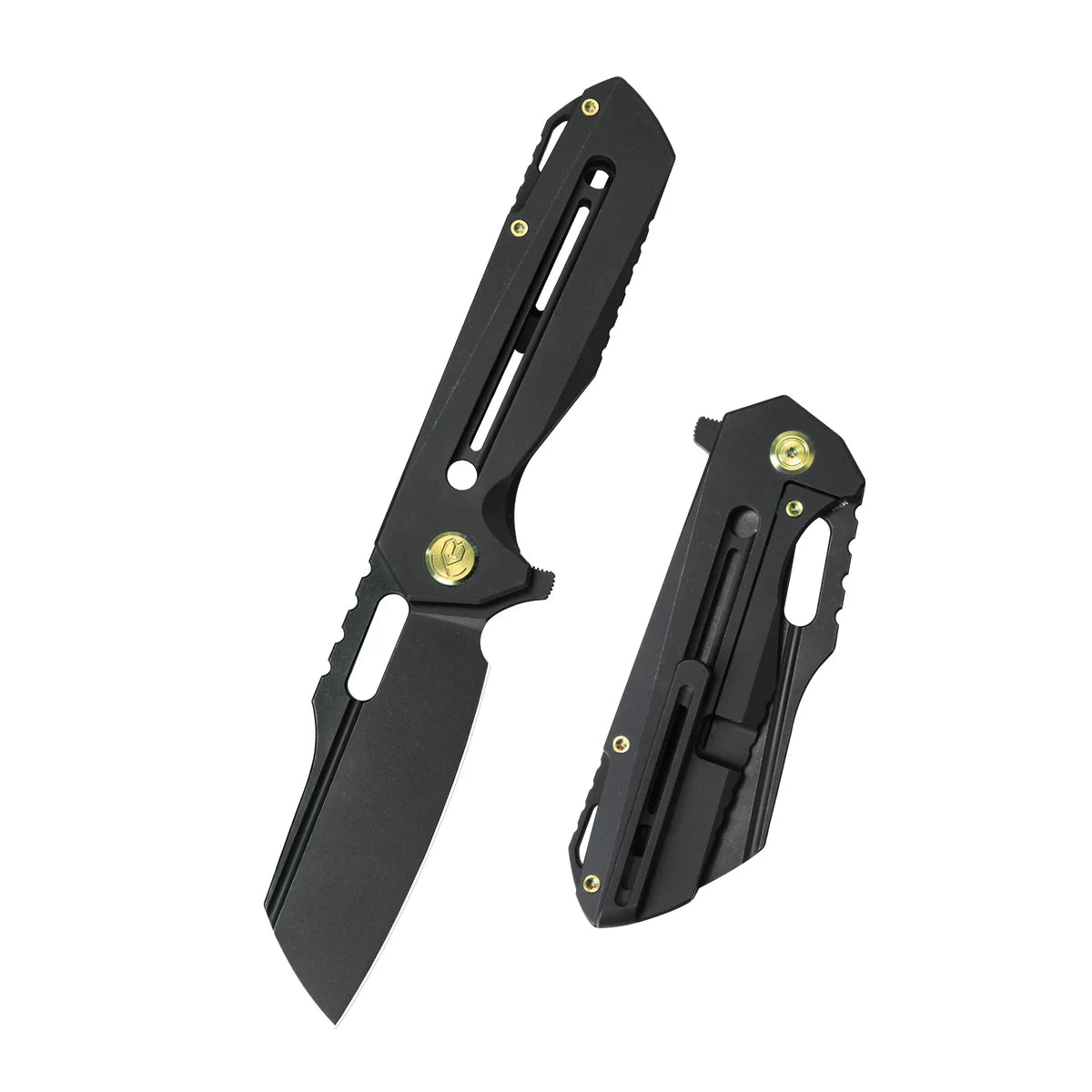 KB Atlas Folding Knife Black Titanium Handle 3.74" Blackwash M390 Blade KB290F